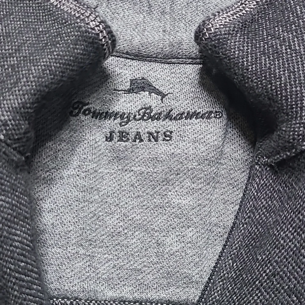 Tommy Bahama Gray Zip Up Sweater with Contrast Stitching
